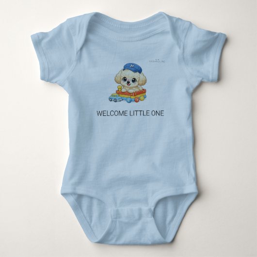 Welkom Kleine Chibi Toy Poodle Jongen Romper (Voorkant)