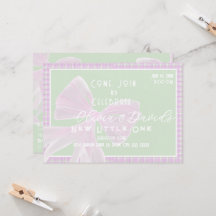 Welkom Kleine - Coquette roze strik en ruitjespatr