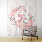 Welkom Kleine Dame Blush Roze Pioen Wandkleed (In situ)