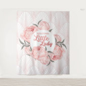 Welkom Kleine Dame Blush Roze Pioen Wandkleed (Voorkant)