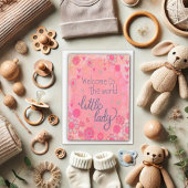 Welkom kleine dame roze baby meisje kaart