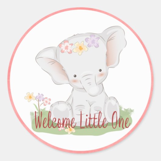 Welkom Kleine Een Baby Olifant Ronde Sticker (Voorkant)