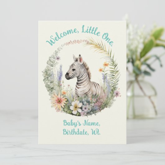 Welkom, kleine één geboortekaartje / Baby shower Kaart (Staand voorkant)