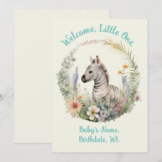 Welkom, kleine één geboortekaartje / Baby shower Kaart (Voorkant / Achterkant)