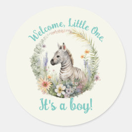 Welkom, kleine één geboortekaartje / Baby shower Ronde Sticker