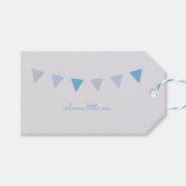 Welkom Kleine Één Gift Label {Lichtblauw en Grijs} Cadeaulabel (Voorkant (Horizontaal))