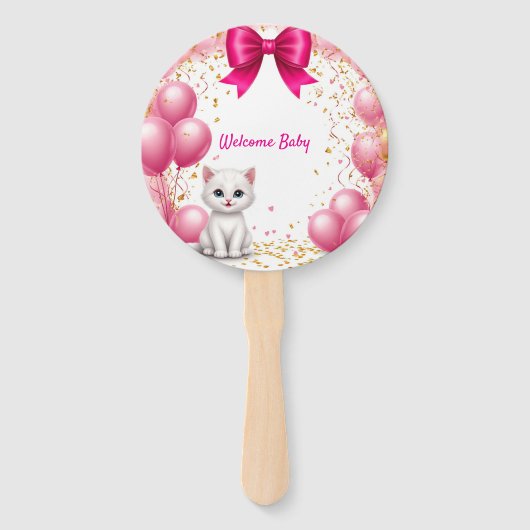 Welkom kleine kittenbaby 🐱 handwaaier (Voorkant)