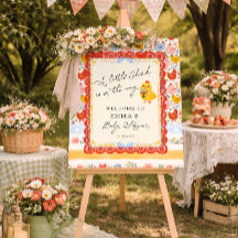 Welkom Kleine Kuiken Bloemige Rustieke Baby Shower