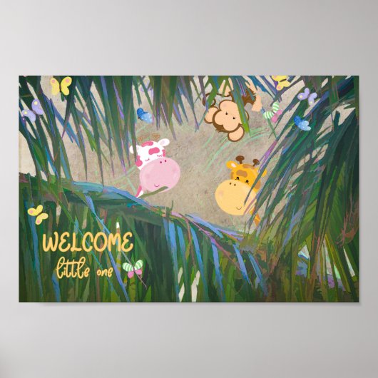 Welkom kleine Oerwoud Thema Nursery Art Poster (Voorkant)