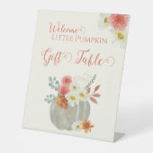 Welkom Kleine Pompoen Douche Gift Table Reclamebord Met Voetstuk (Voorkant)
