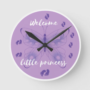 Welkom kleine prinses vlinder muur klok