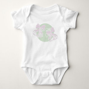 Welkom Kleine Tweeën-Twin strikken en mintgroene O Romper