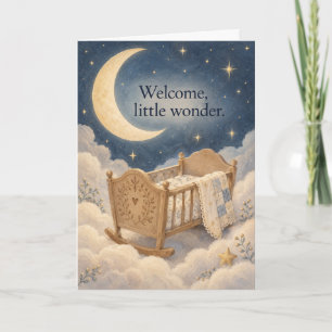 Welkom Kleine Wonder Maan en Sterren Nieuwe Baby Kaart