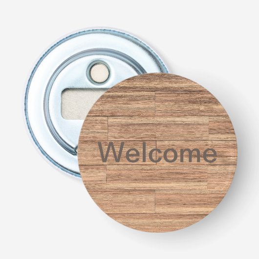 Welkom kleur hout kunst button flesopener (Voorkant)