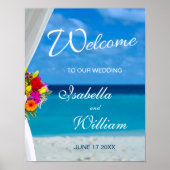Welkom | Kleurrijke bloemen Beach Weddenschap Poster (Voorkant)