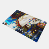 Welkom, kleurrijke Carnival Carousel Horse Foto Deurmat (Schuin)