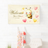 Welkom Kleurrijke Happy Little Honey Bee Party Spandoek (Insitu)