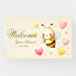 Welkom Kleurrijke Happy Little Honey Bee Party Spandoek