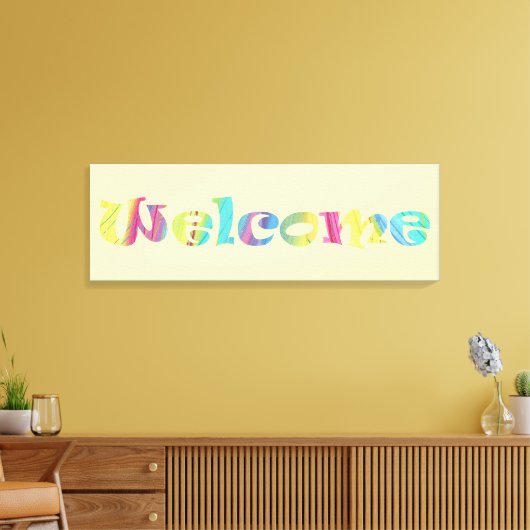 Welkom, kleurrijke Pastels Word Art Canvas Afdrukk (Insitu (Woonkamer))