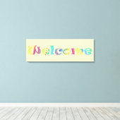 Welkom, kleurrijke Pastels Word Art Canvas Afdrukk (Insitu (Houten vloer))