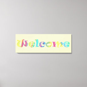 Welkom, kleurrijke Pastels Word Art Canvas Afdrukk Afdruk