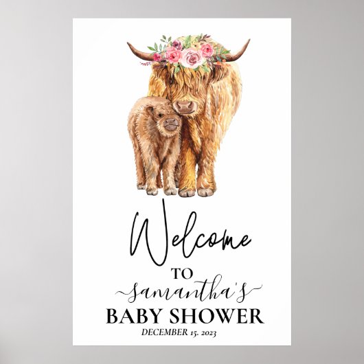 Welkom Koe Calf Baby shower Poster (Voorkant)