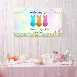 Welkom konijnenjacht ei Happy Easter flower Party Spandoek