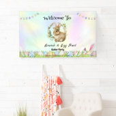 Welkom konijnenjacht ei Happy Easter flower Party Spandoek (Insitu)
