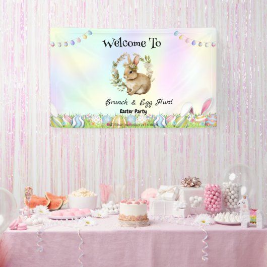 Welkom konijnenjacht ei Happy Easter flower Party Spandoek (Feest)