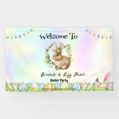 Welkom konijnenjacht ei Happy Easter flower Party Spandoek (Horizontaal)