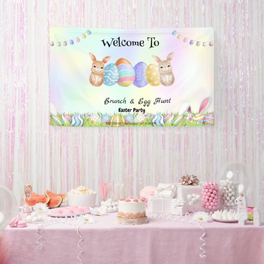 Welkom konijnenjacht ei Happy Easter flower Party Spandoek (Feest)