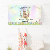 Welkom konijnenjacht ei Happy Easter flower Party Spandoek (Insitu)