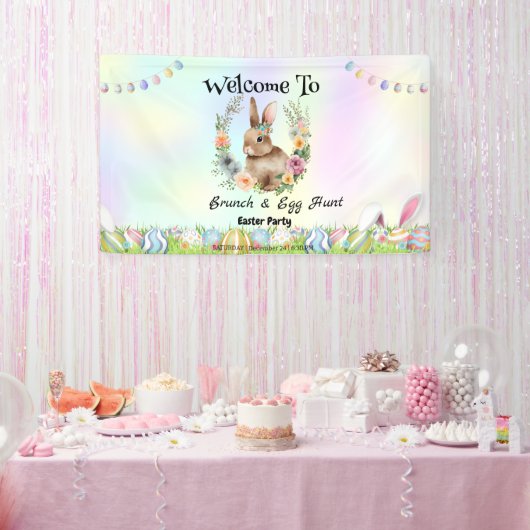 Welkom konijnenjacht ei Happy Easter flower Party Spandoek (Feest)
