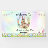 Welkom konijnenjacht ei Happy Easter flower Party Spandoek (Horizontaal)