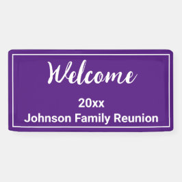 Welkom Koninklijke Paarse en Witte Naam Familiereü Spandoek
