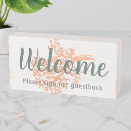 Welkom Koraal Guestbook Aanpasbaar Houten Kist Print