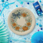 Welkom Krans Grijze Pompoen Schilderij Papieren Bordje (Feest)