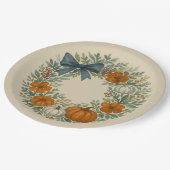 Welkom Krans Grijze Pompoen Schilderij Papieren Bordje (Gekanteld)