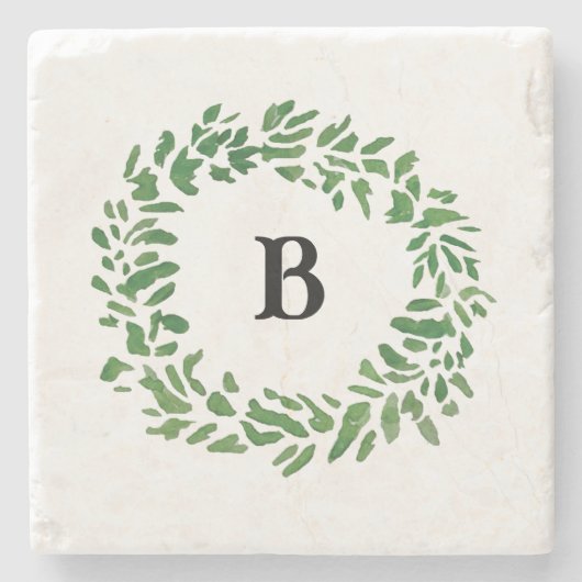 Welkom krans Monogram Stenen Onderzetter (Voorkant)