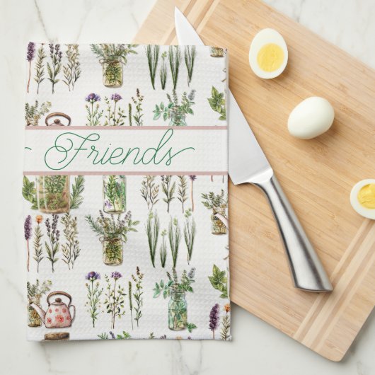 Welkom Kruiden en Theepotten Keuken Schotel Handdo Theedoek (Quarter Fold)