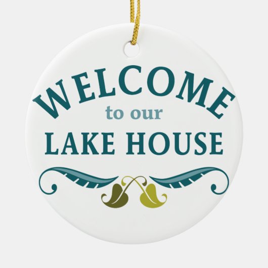 Welkom Lake House Keramisch Ornament (Voorkant)