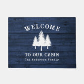 Welkom Lake House rustieke bomen blauw hout print Deurmat (Voorkant)