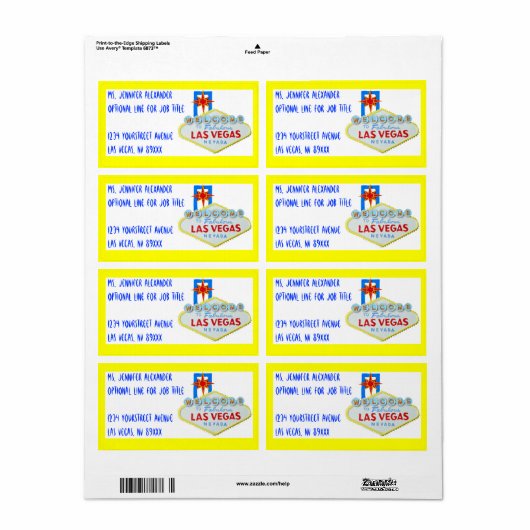 Welkom Las Vegas Etiket (Full Sheet)