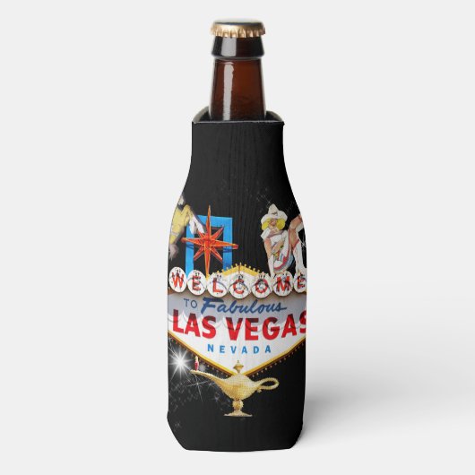 Welkom Las Vegas Sign On Starry Background Blikjeskoeler (Fles Voorkant)