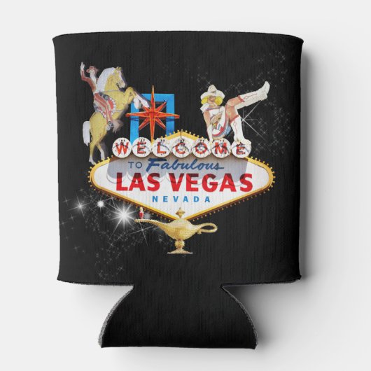 Welkom Las Vegas Sign On Starry Background Blikjeskoeler (Achterkant)