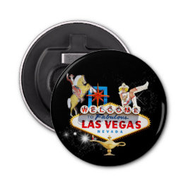 Welkom Las Vegas Sign On Starry Background Button Flesopener