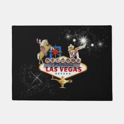 Welkom Las Vegas Sign On Starry Background Deurmat (Voorkant)