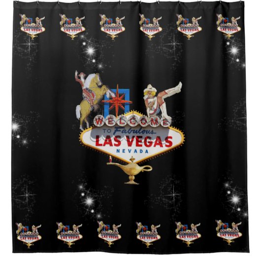 Welkom Las Vegas Sign On Starry Background Douchegordijn (Voorkant)