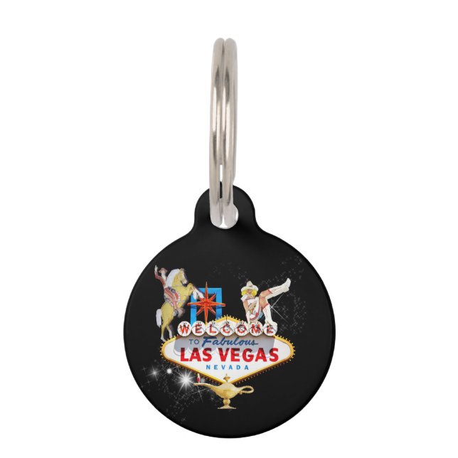 Welkom Las Vegas Sign On Starry Background Huisdierpenning (Voorkant)