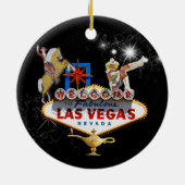 Welkom Las Vegas Sign On Starry Background Keramisch Ornament (Achterkant)
